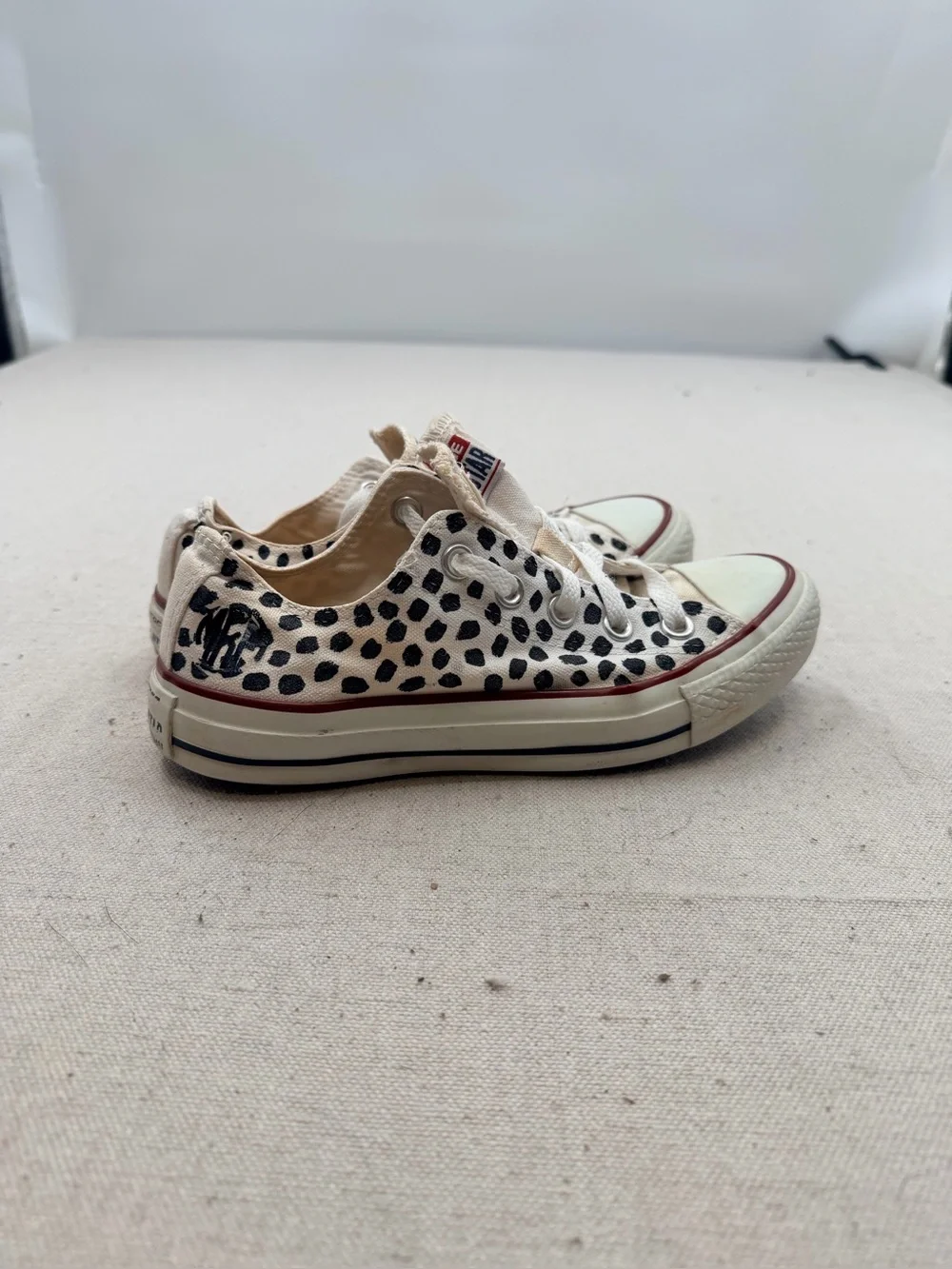 Converse White Canvas Polka Dot Low-Top Sneakers - Picture 5 of 10
